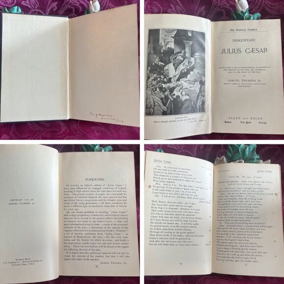 1917/19 Lot of 2 Shakespeare Antique Books, Merchant of Venice & Julius Caesar - Picture 3 of 10